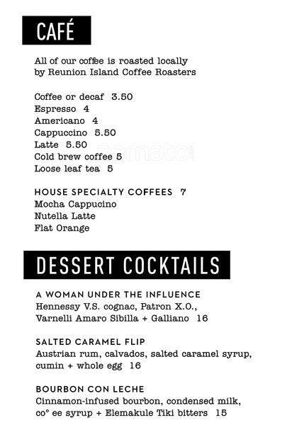 Menu de Drake One Fifty