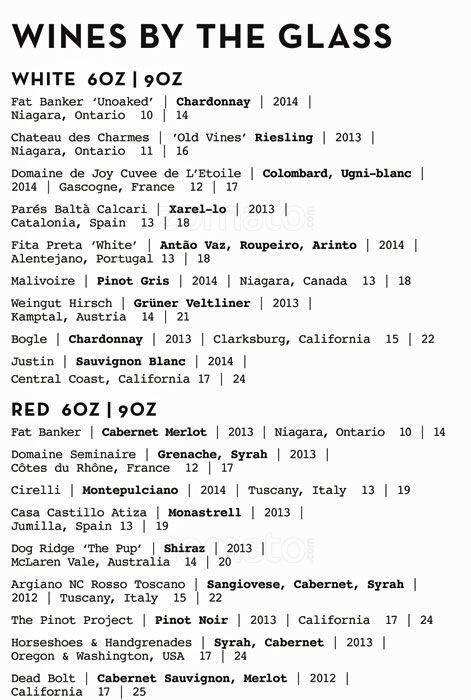 Menu de Drake One Fifty