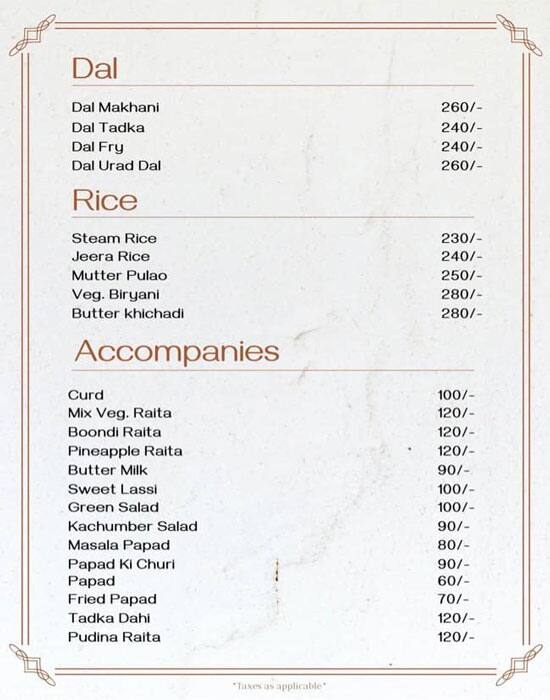 Doorbeen Restaurant menu