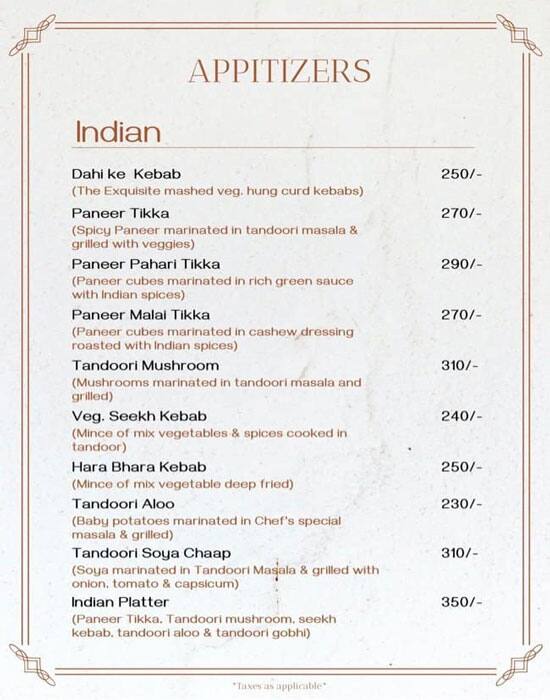 Doorbeen Restaurant menu