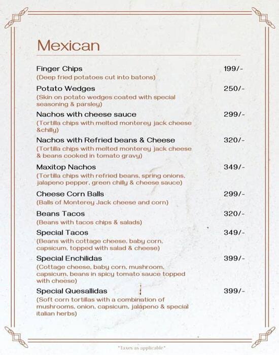 Doorbeen Restaurant menu