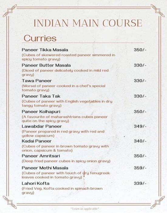 Doorbeen Restaurant menu