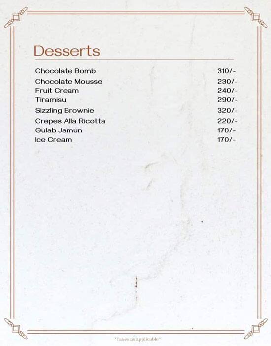 Doorbeen Restaurant menu
