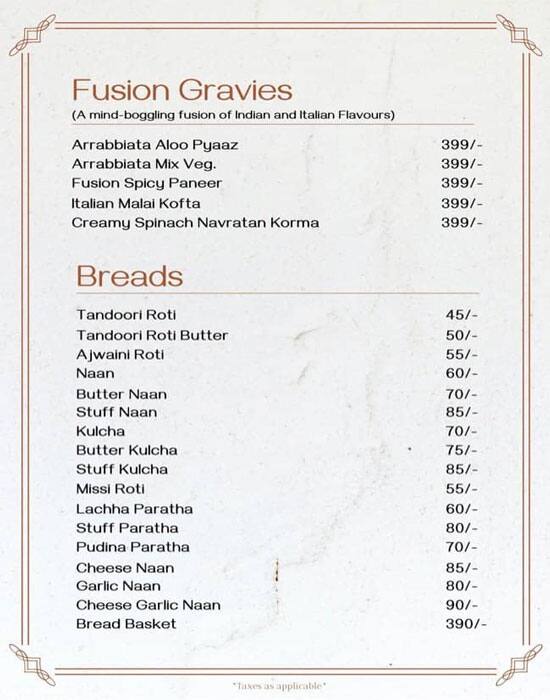 Doorbeen Restaurant menu