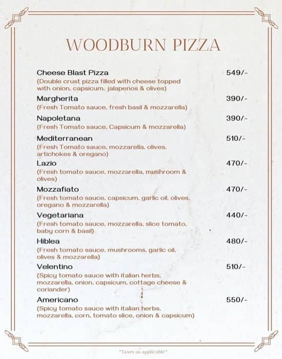Doorbeen Restaurant menu