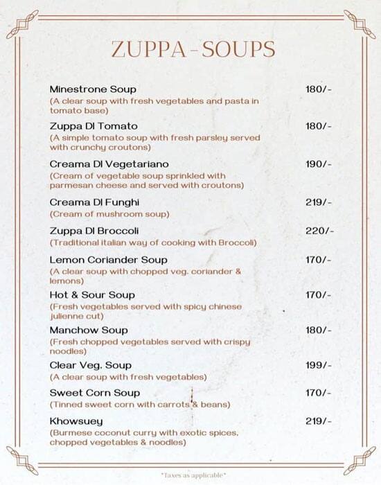 Doorbeen Restaurant menu