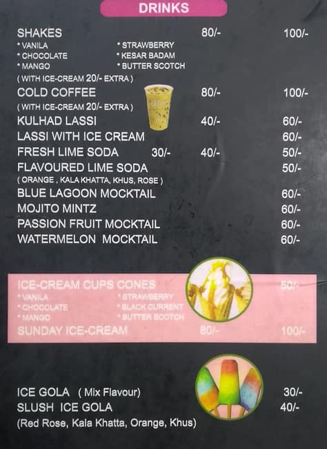 Menu at Indian Ice Cream & Kulfi Faluda, Jaipur, 28