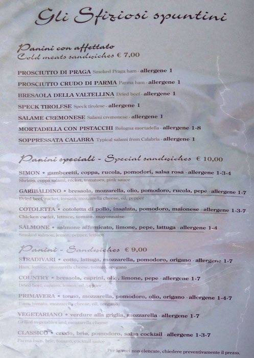 Menu di Tre Gazzelle Bistrot 