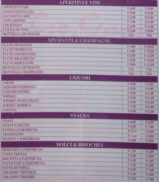 Menu di Tre Gazzelle Bistrot 