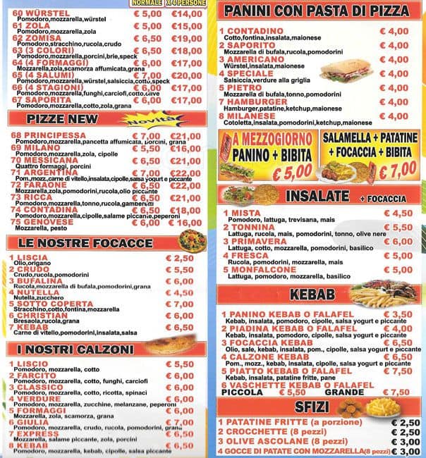 Menu di Pizzeria Monfalcone 