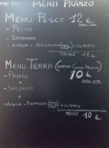 Menu di Mar Blu 