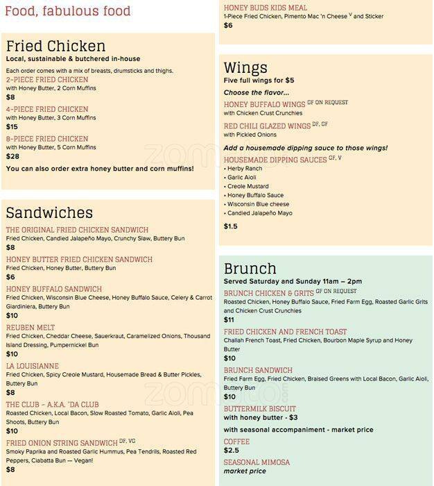 Honey Butter Fried Chicken Menu Urbanspoon/Zomato