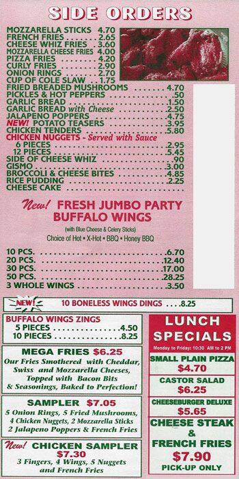 Castor Pizza Menu.pdf Menu at Castor Pizza pizzeria, Philadelphia