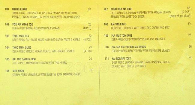 De THAI menu