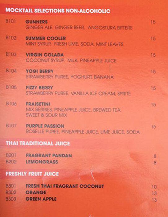 De THAI menu