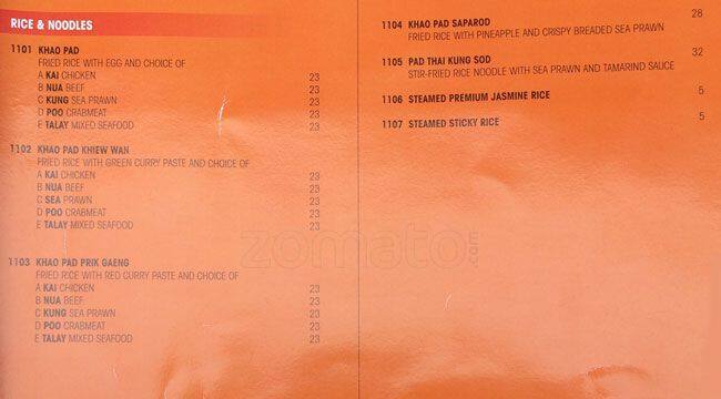 De THAI menu