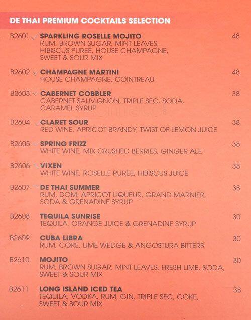 De THAI menu