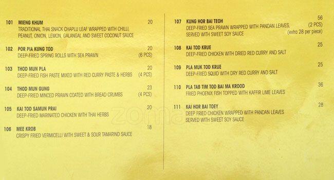 De THAI menu