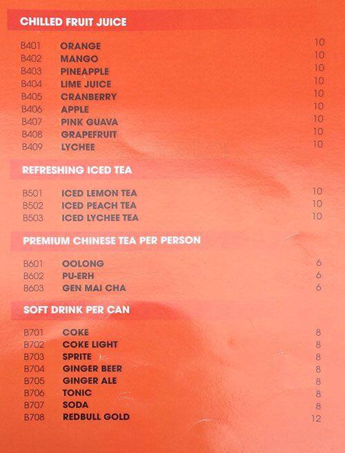 De THAI menu