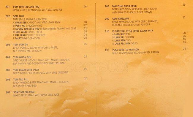 De THAI menu