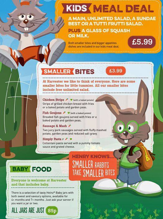 Menu at The Windmill Harvester steakhouse, Bushey, 107 High Rd