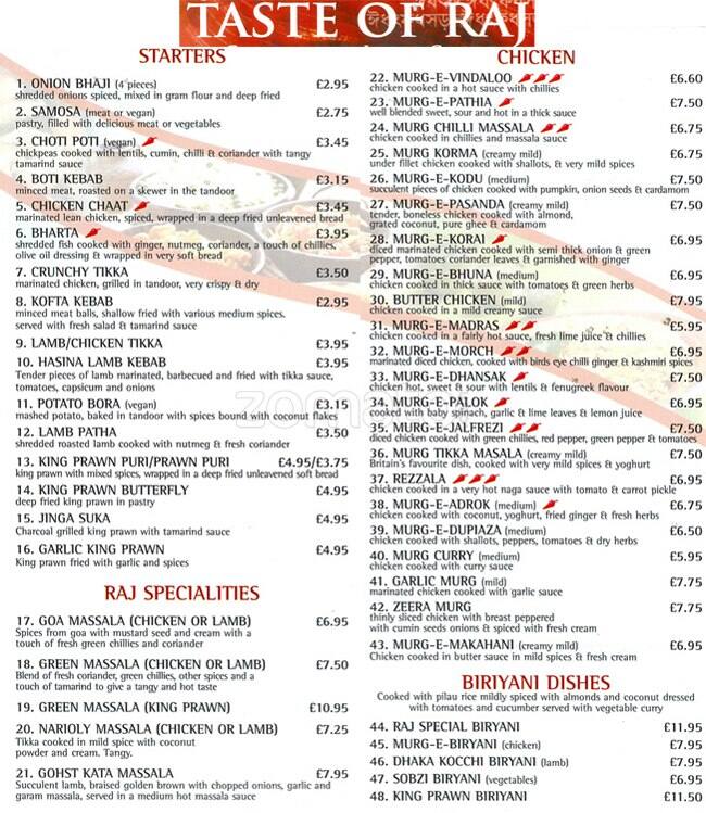 Taste of Raj Menu, Menu for Taste of Raj, Mortlake, London Zomato UK