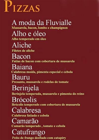 Pizzaria Fluvialle cardápio