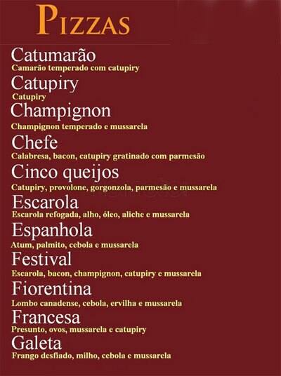 Pizzaria Fluvialle cardápio