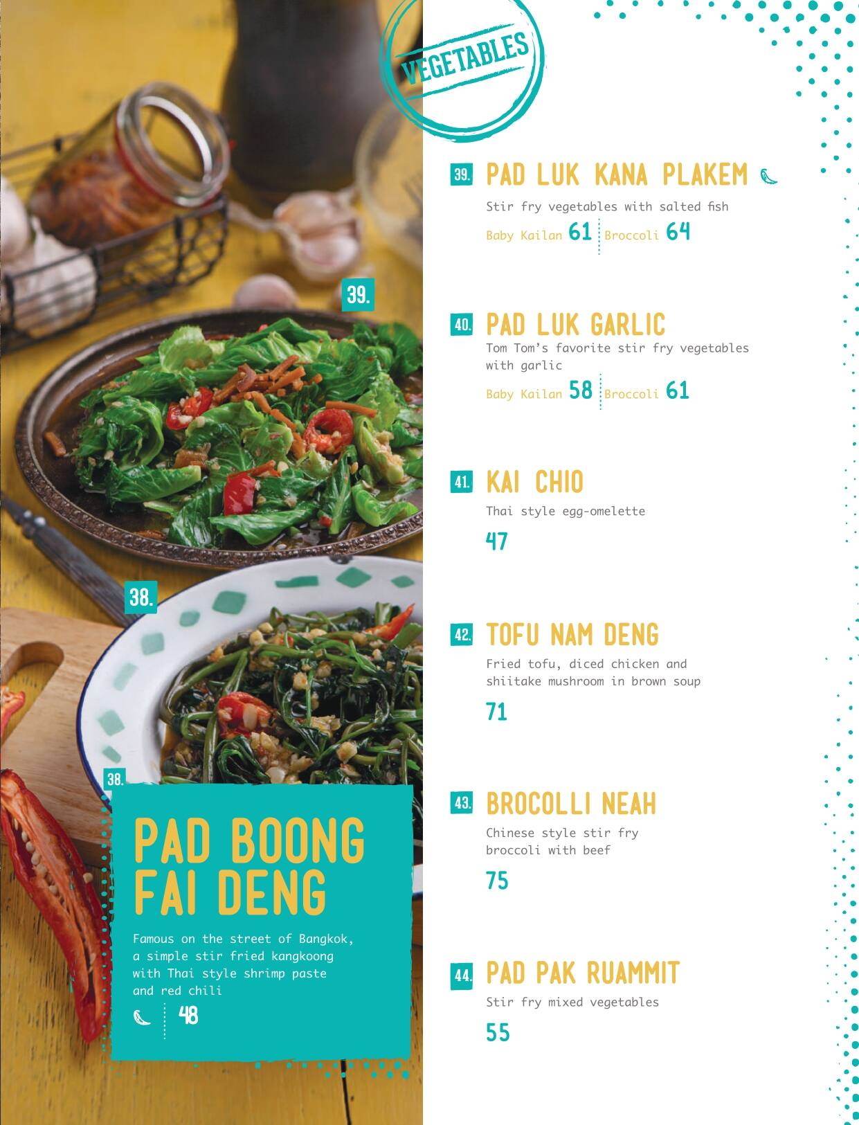 Menu at Tom Tom restaurant, Jakarta