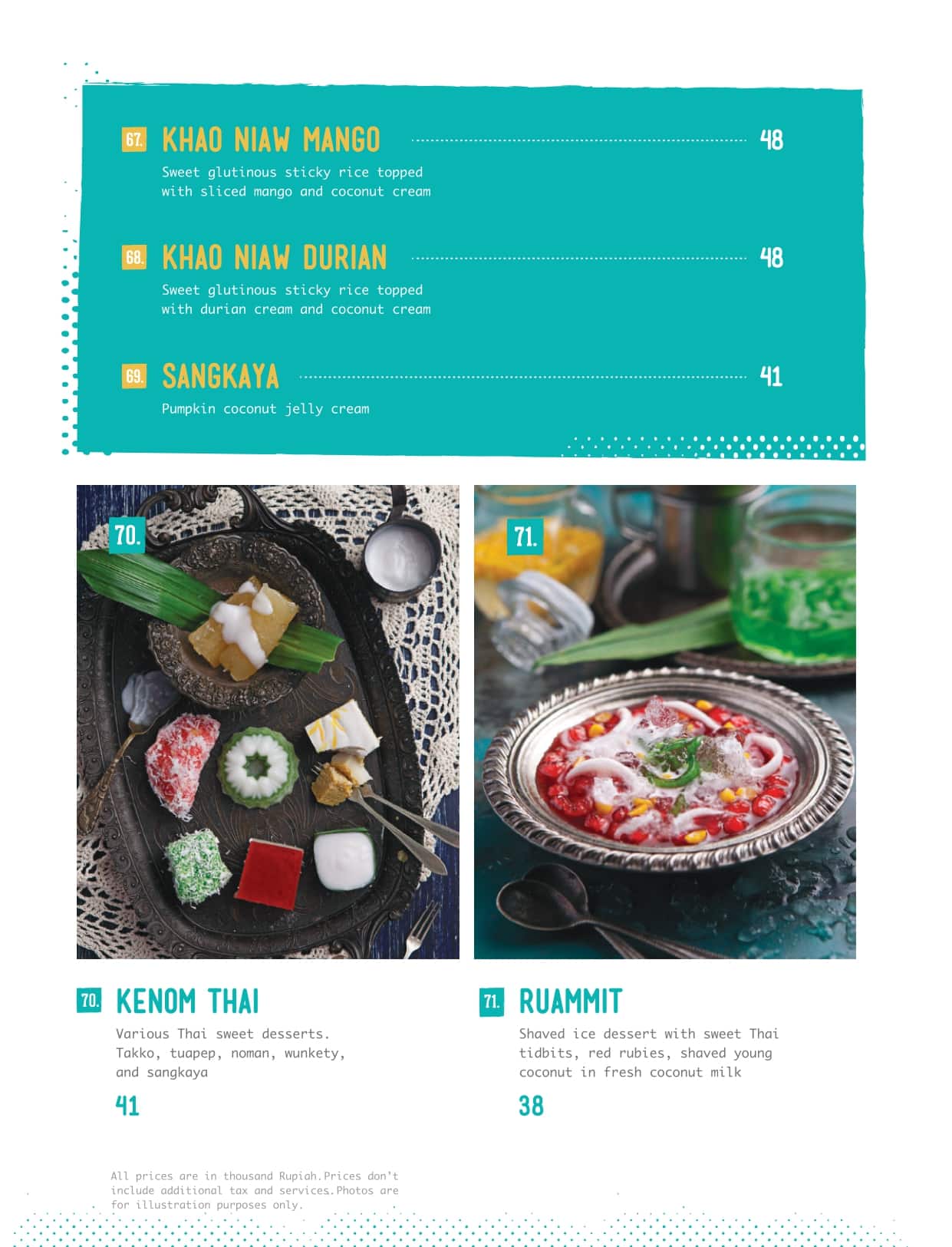 Menu at Tom Tom restaurant, Jakarta