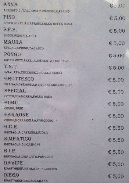 Menu di Visconti Bar 