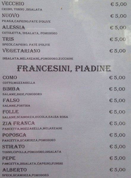 Menu di Visconti Bar 