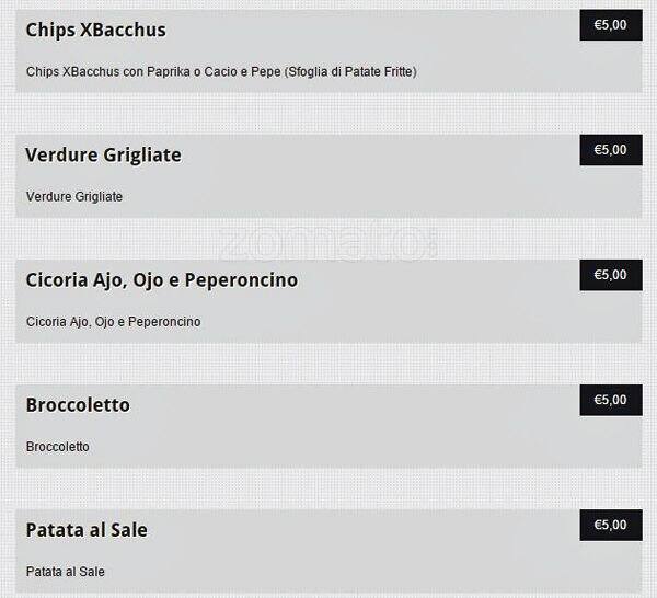 XBacchus Speisekarte