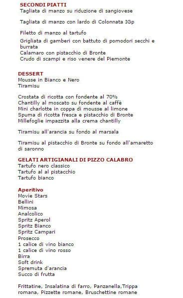 Menu di In Roma dal 1917 - Famous in the world for Carbonara 