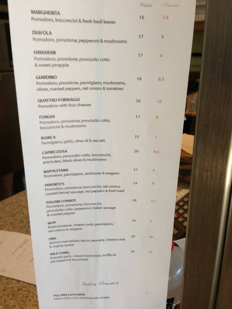 Pimento's menu