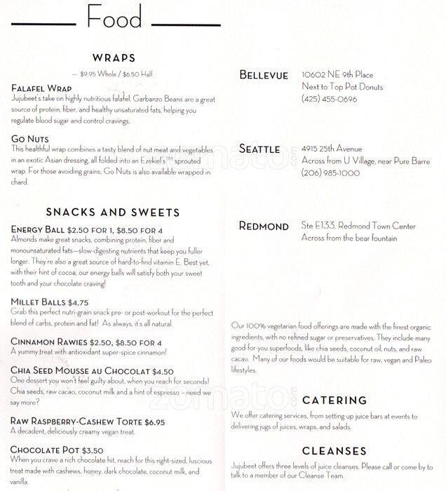 Jujubeet menu