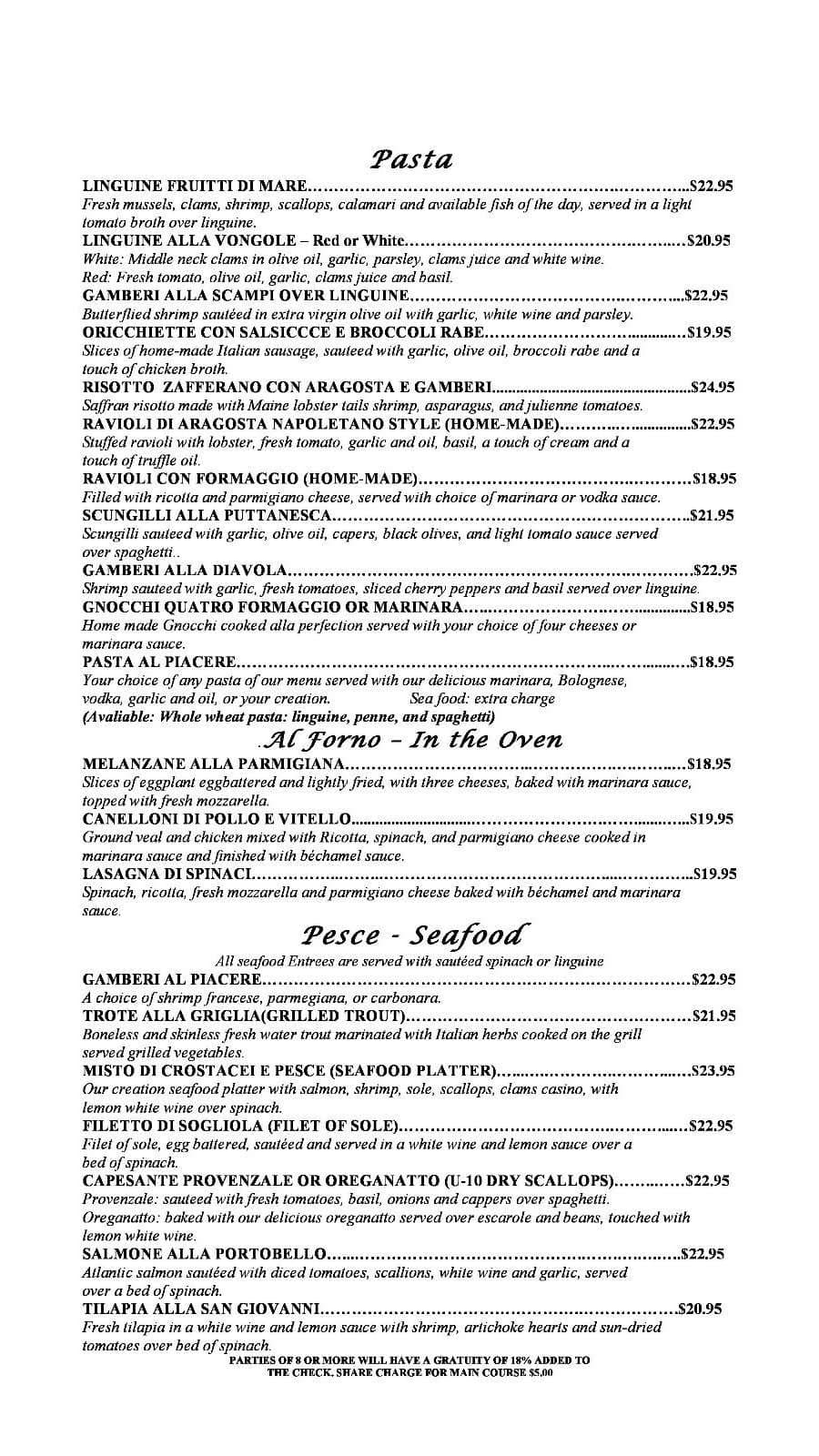 Menu at Portobello Cucina Italiana pub & bar, Jupiter