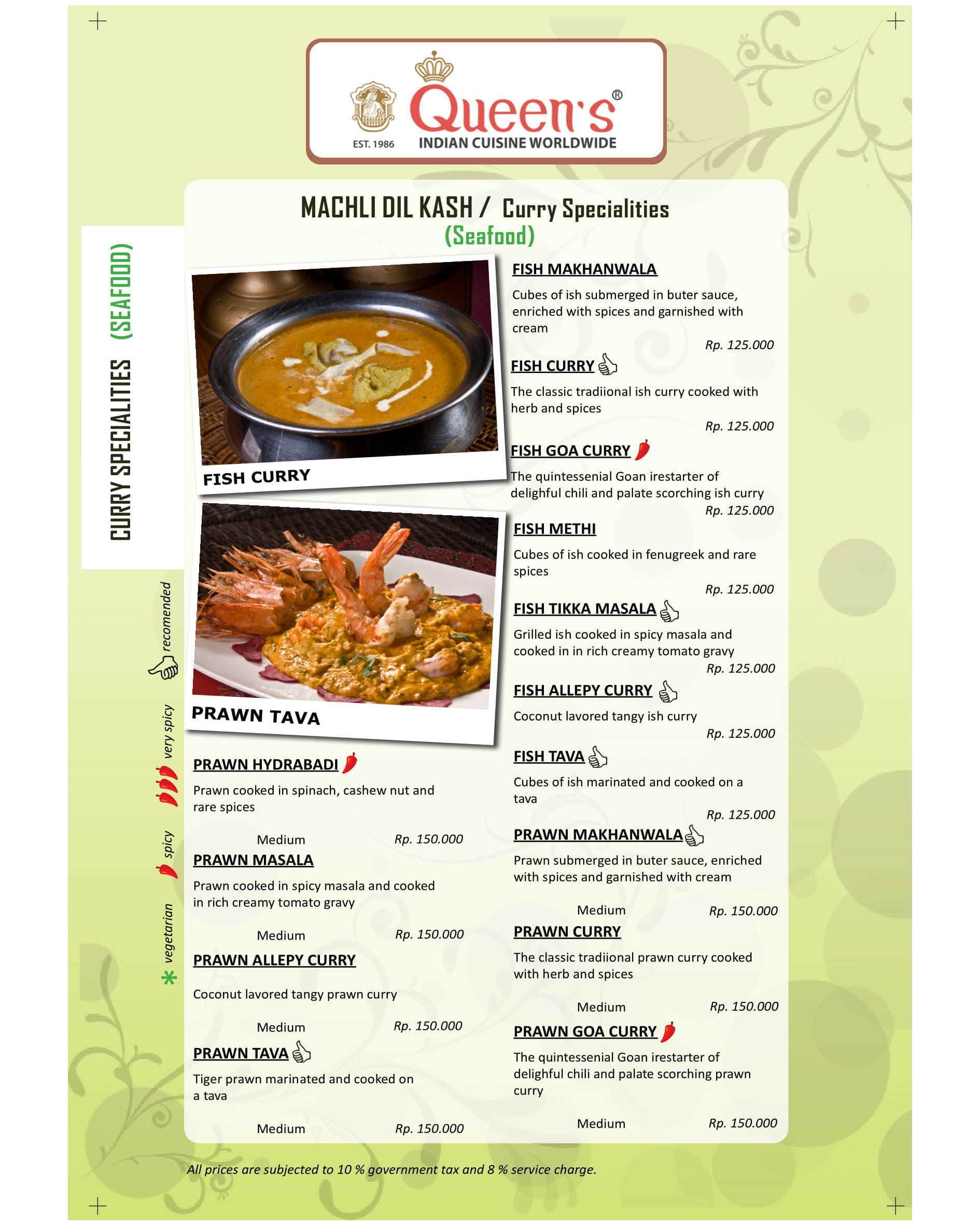 Queens Of India Menu For Ubud Bali Menu For Queens Of India Ubud Bali