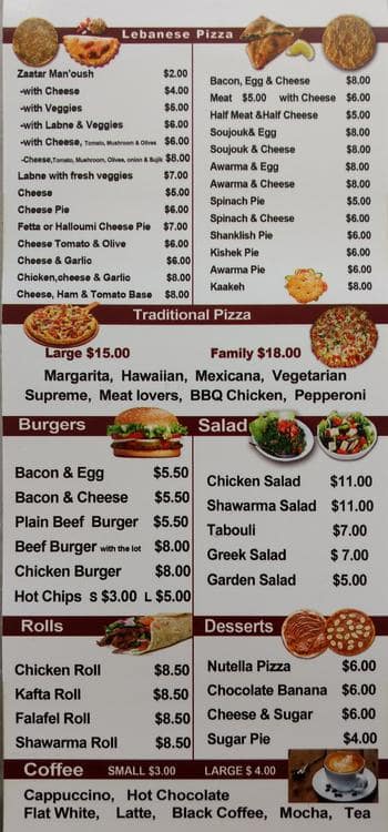 Menu at Uncle Sids Oven restaurant, Toongabbie, Shop 11