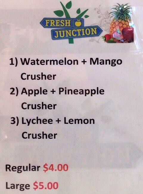 Fresh Junction menu