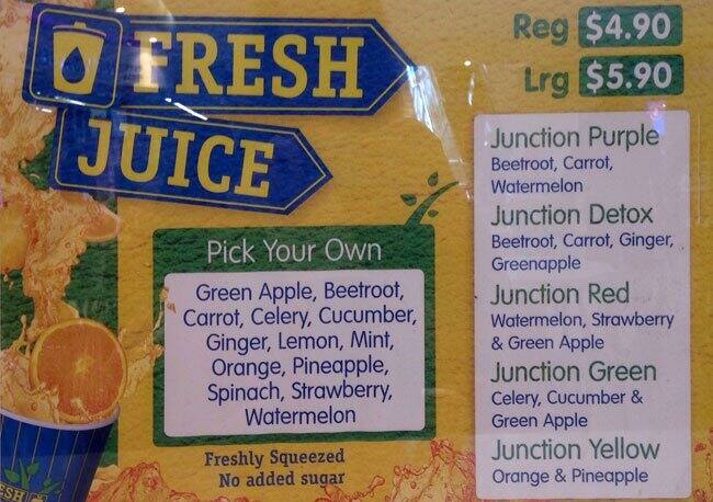 Fresh Junction menu