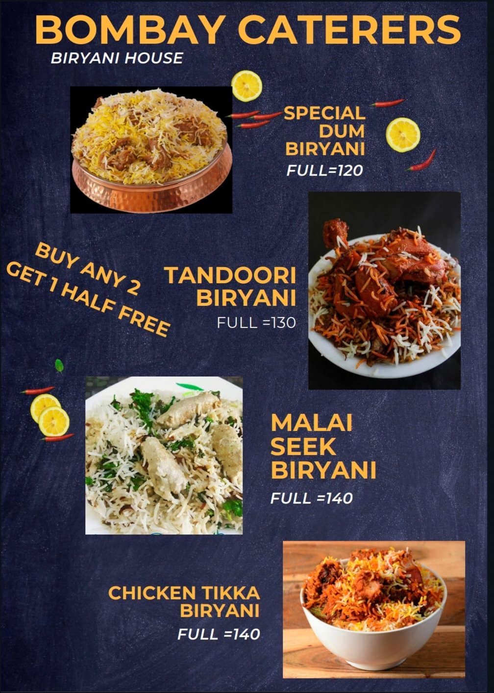 Menu Of Bombay Caterers And Biryani House Vashi Navi Mumbai