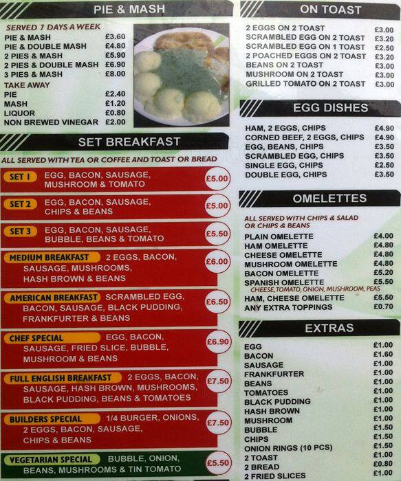 Cafe Pie 'N' Mash Menu Zomato UK
