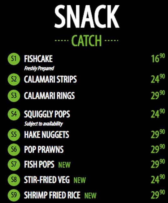 Fishaways Wilgeheuwel menu