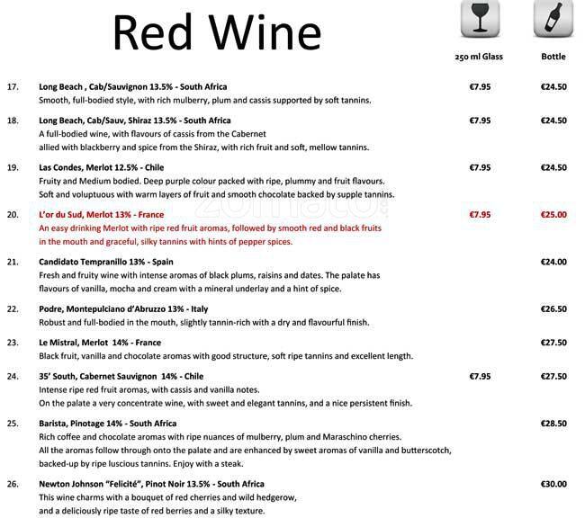 Deep Restaurant меню