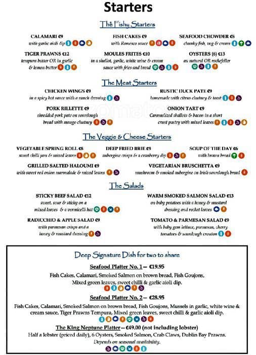 Deep Restaurant Menu, Menu for Deep Restaurant, Howth, Dublin Zomato