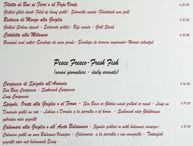 Menu di Ristorante Del Giglio 