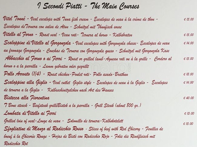 Menu di Ristorante Del Giglio 