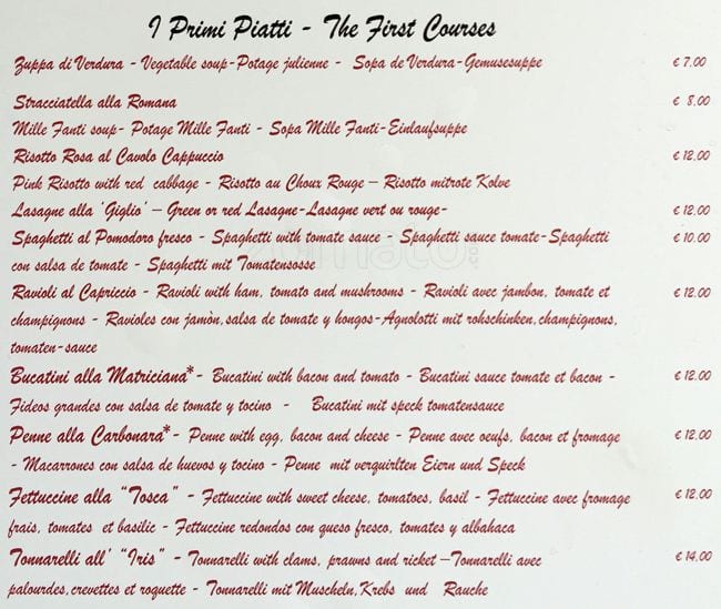 Menu di Ristorante Del Giglio 