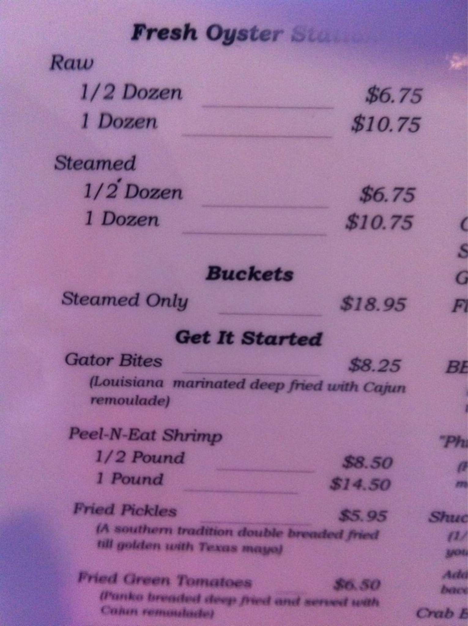 Shucker's Oyster Bar Menu Urbanspoon/Zomato